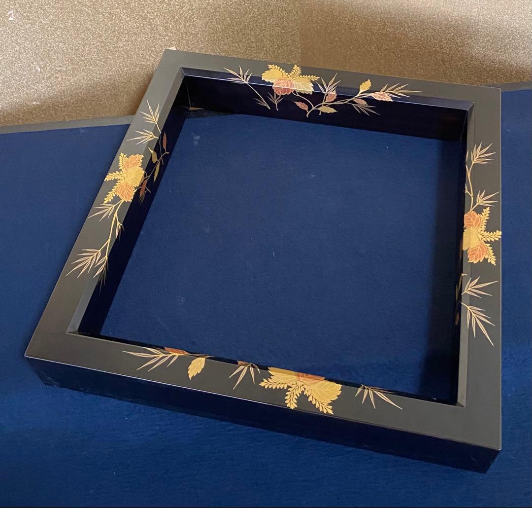Keishin Japanese Tea Ceremony Robuchi Hearth Frame Shinnuri Lacquer Kiri Take Maki-e Approx. 42 cm square x height approx. 6.5 cm