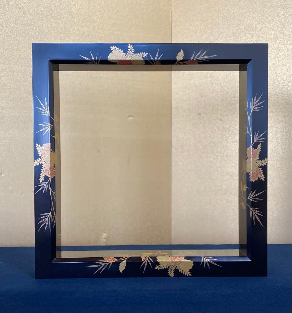 Keishin Japanese Tea Ceremony Robuchi Hearth Frame Shinnuri Lacquer Kiri Take Maki-e Approx. 42 cm square x height approx. 6.5 cm