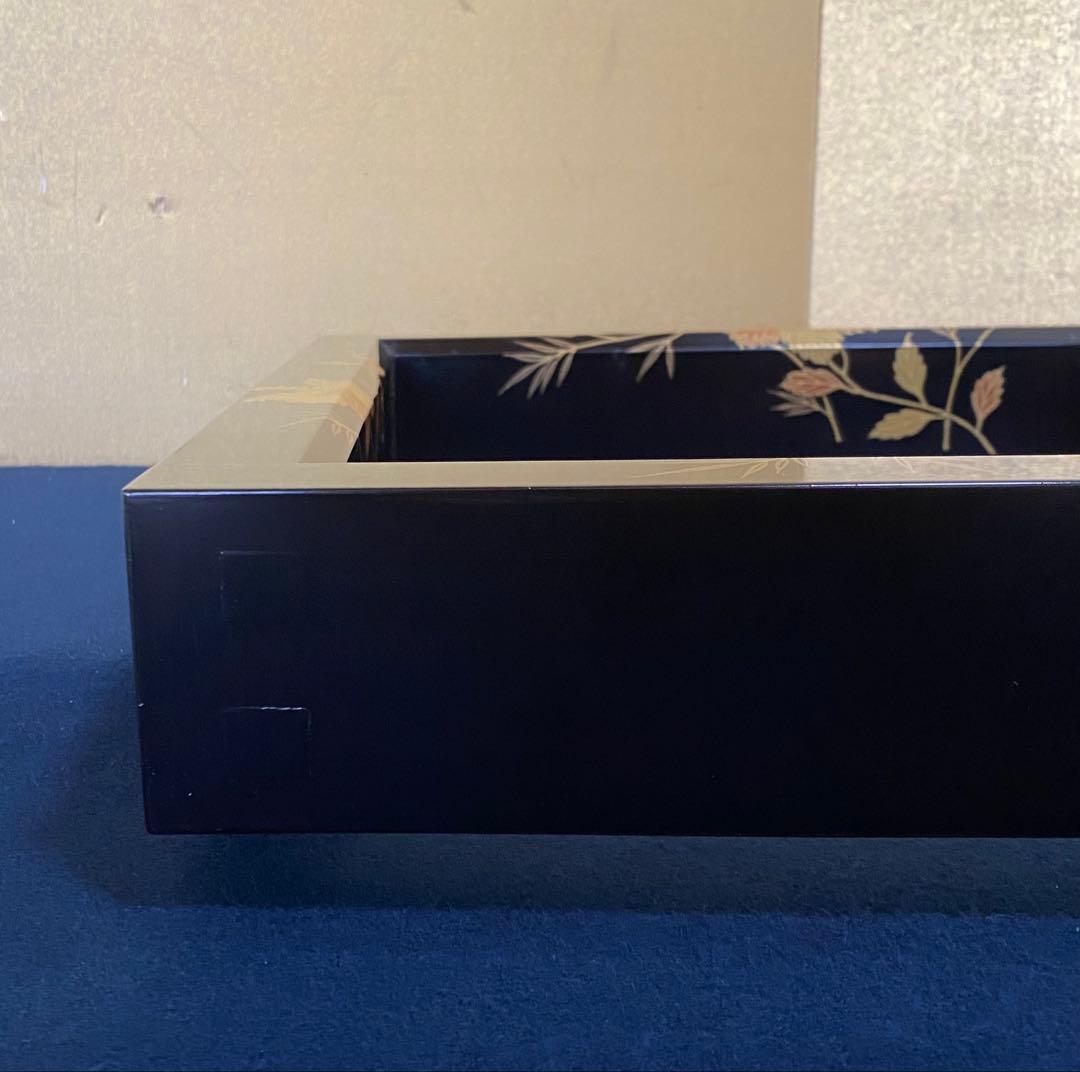 Keishin Japanese Tea Ceremony Robuchi Hearth Frame Shinnuri Lacquer Kiri Take Maki-e Approx. 42 cm square x height approx. 6.5 cm