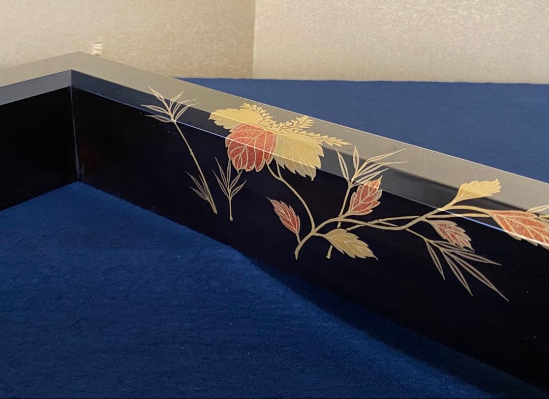 Keishin Japanese Tea Ceremony Robuchi Hearth Frame Shinnuri Lacquer Kiri Take Maki-e Approx. 42 cm square x height approx. 6.5 cm