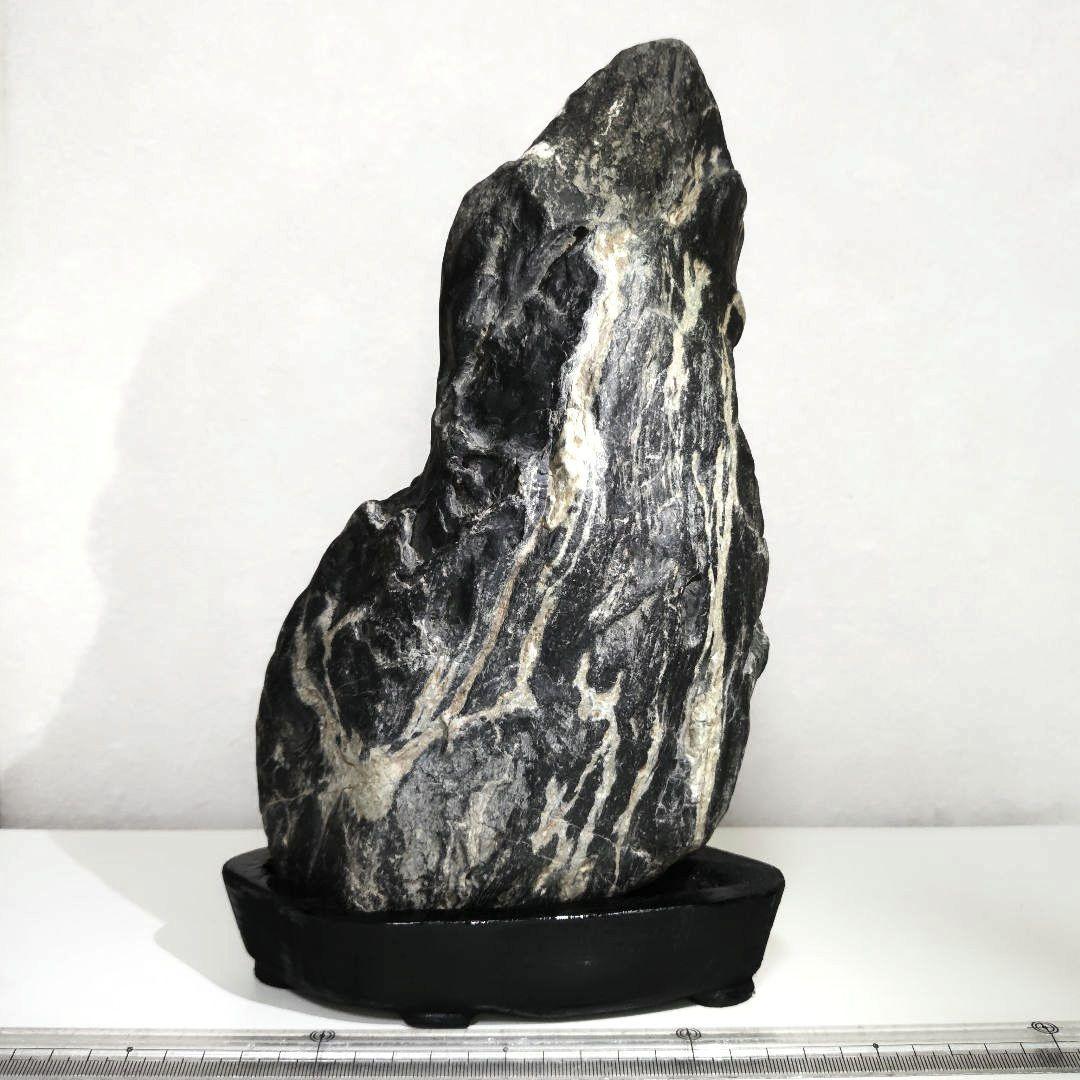 Suiseki Viewing Stone Ishitegawa Mountain-Shape Large River Stone with Stand