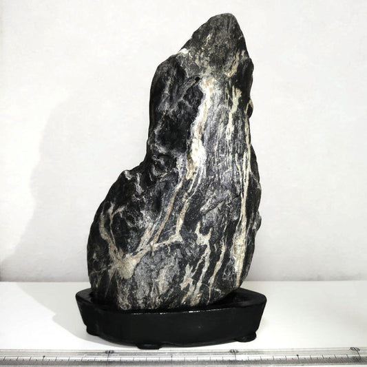 Suiseki Viewing Stone Ishitegawa Mountain-Shape Large River Stone with Stand