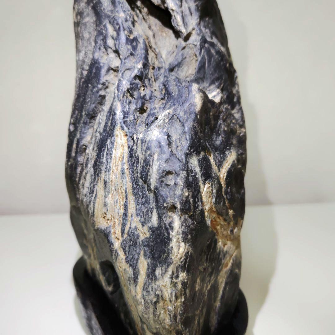Suiseki Viewing Stone Ishitegawa Mountain-Shape Large River Stone with Stand