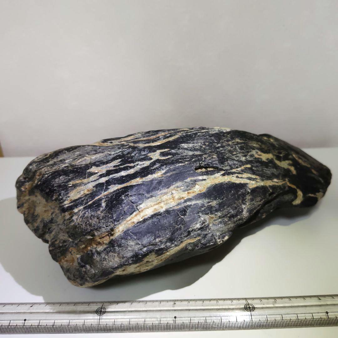 Suiseki Viewing Stone Ishitegawa Mountain-Shape Large River Stone with Stand