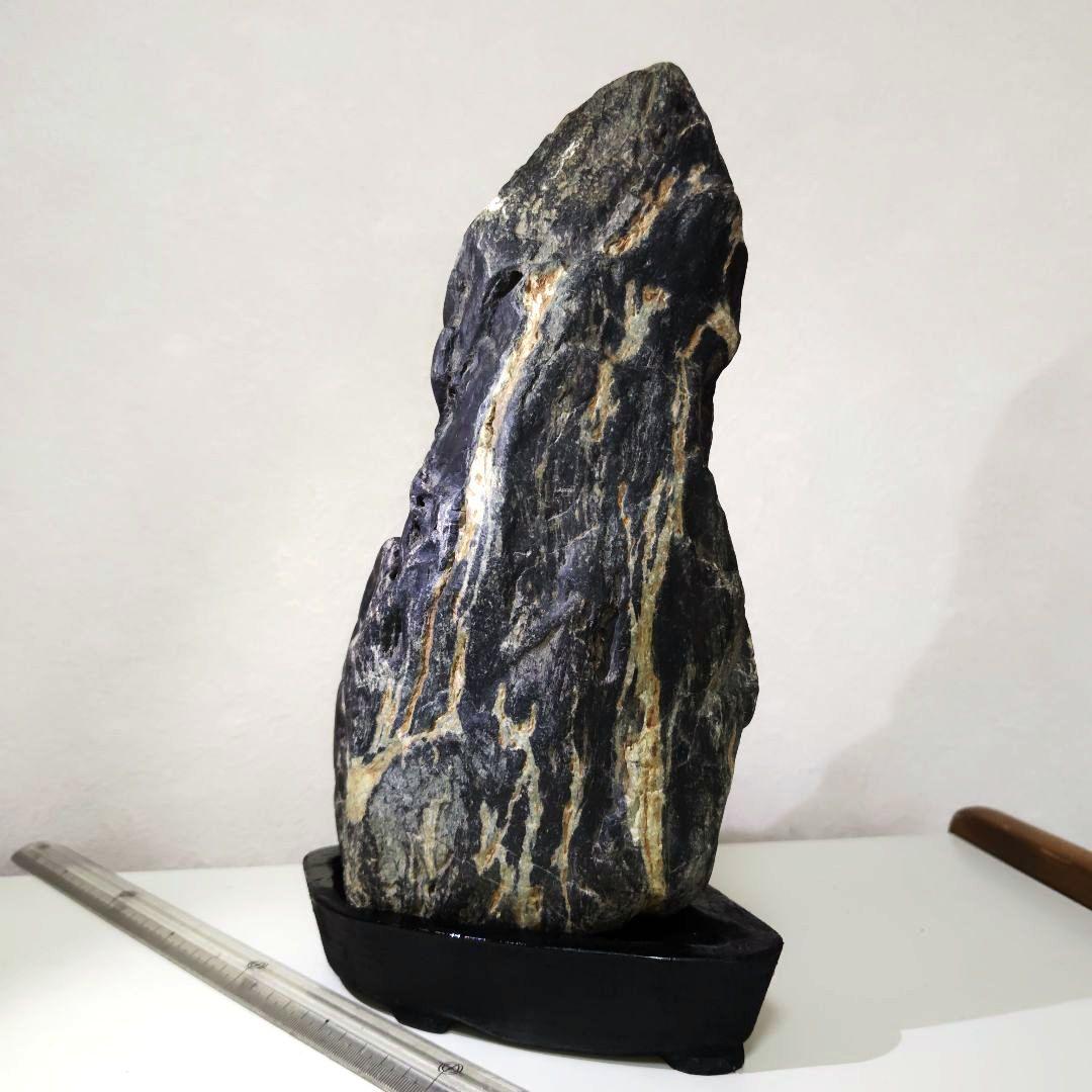 Suiseki Viewing Stone Ishitegawa Mountain-Shape Large River Stone with Stand