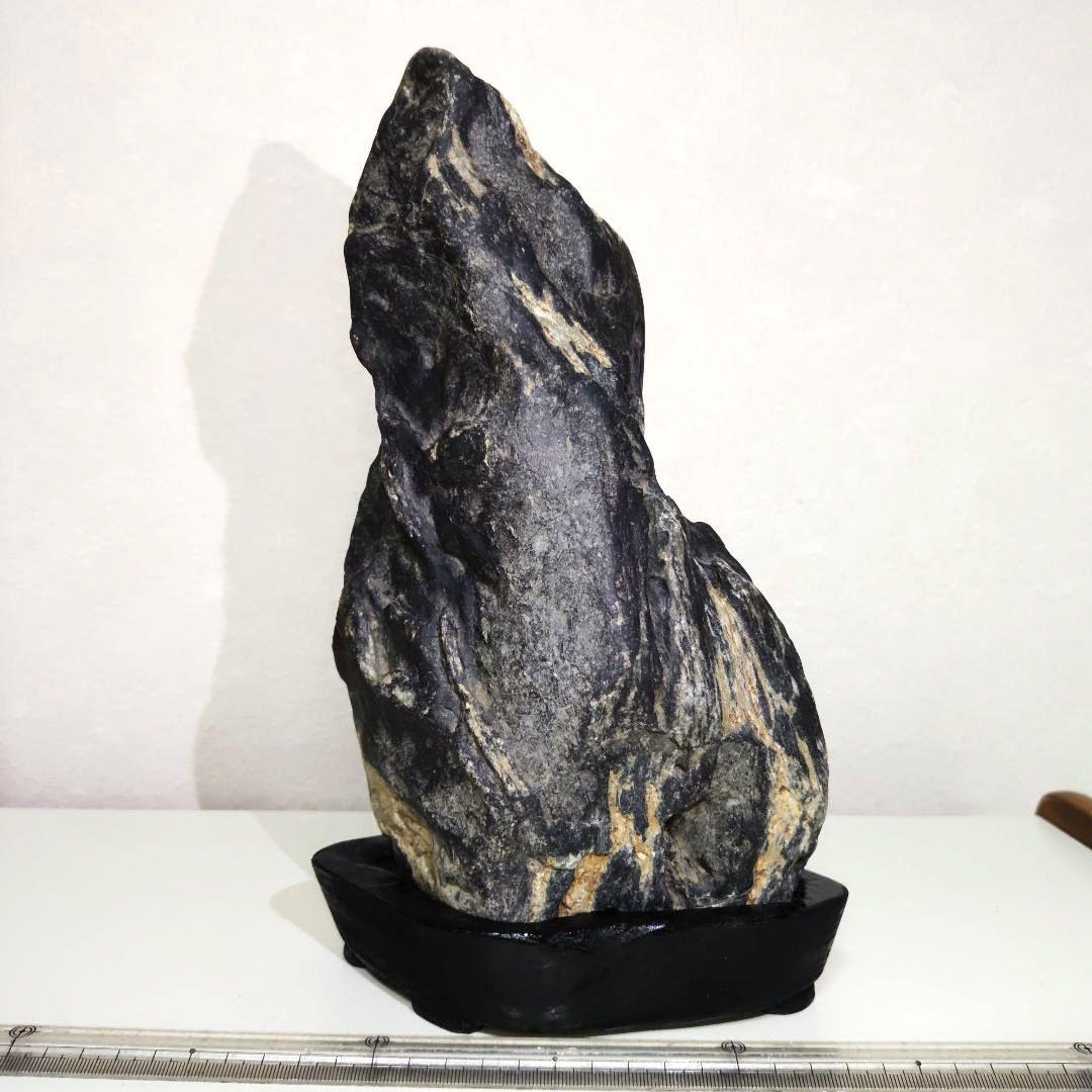 Suiseki Viewing Stone Ishitegawa Mountain-Shape Large River Stone with Stand