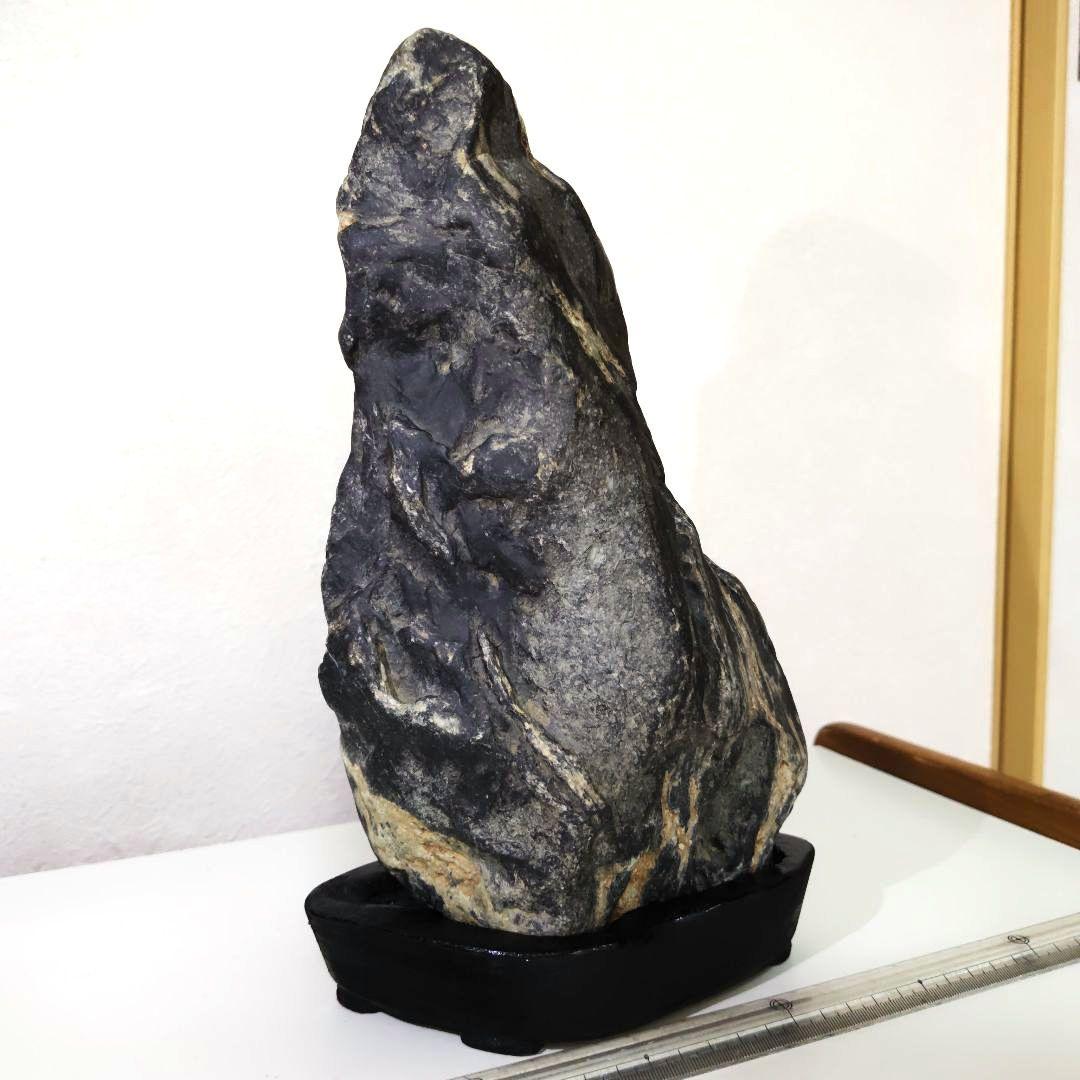 Suiseki Viewing Stone Ishitegawa Mountain-Shape Large River Stone with Stand