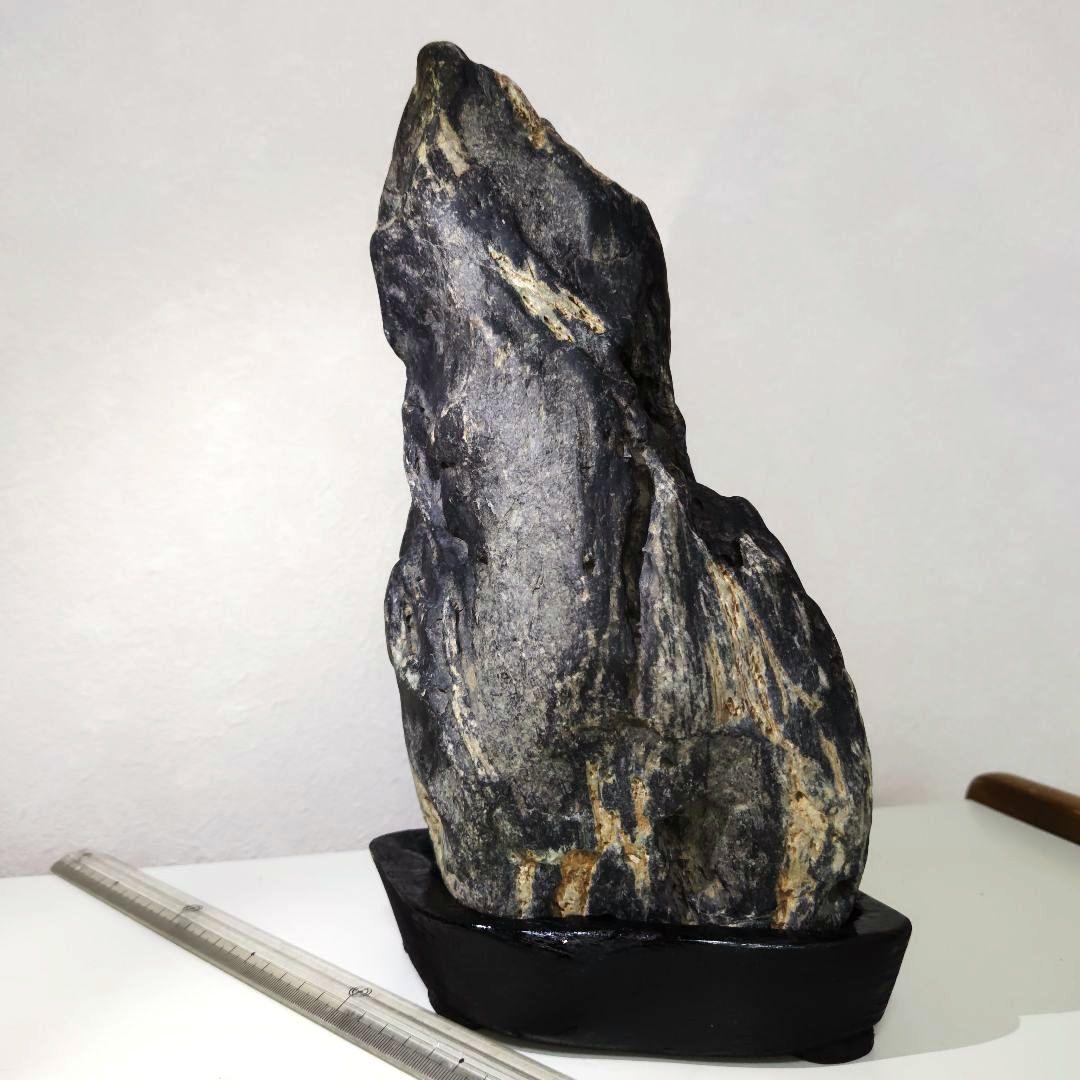 Suiseki Viewing Stone Ishitegawa Mountain-Shape Large River Stone with Stand