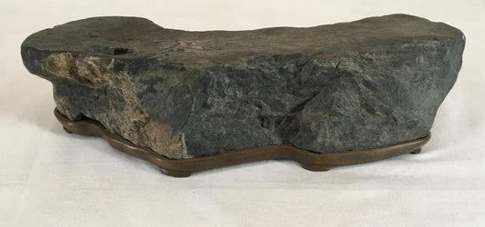 Japanese Suiseki Viewing Stone, Natural Stone on Custom Wooden Stand