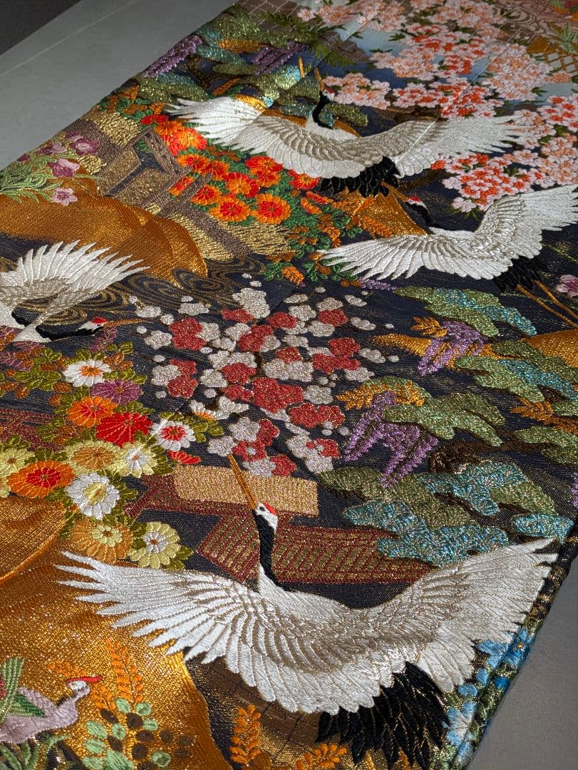 Iro-uchikake Wedding Kimono Karaori Silk with Cranes, Phoenix, Pine and Seasonal Flowers