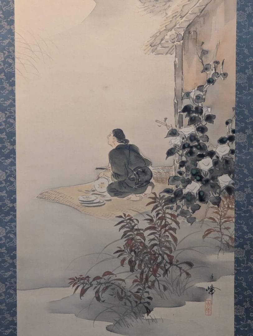 Hanging Scroll by Matsuoka Kohou, Autumn Moon Landscape Painting, with Tomobako