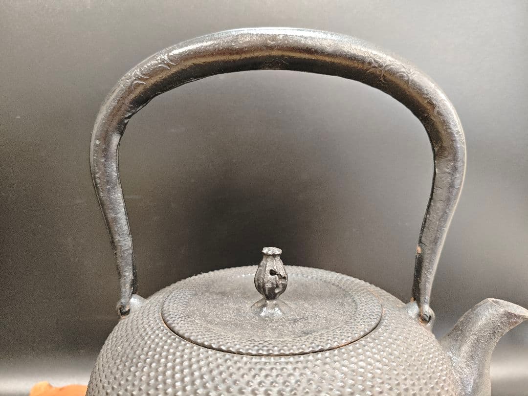 Oikawa Hitoshi (Seiho) Bunshudo Nambu Tekki Iron Kettle, Cast Iron, Arare Pattern, Boxed