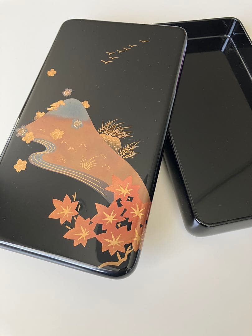 Japanese Suzuribako Writing Box Urushi Lacquer Makie and Inlay 14.5 x 25 cm