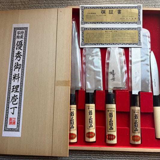 Noshu Magoroku Japanese Kitchen Knife Handcrafted Set of 5 Japan