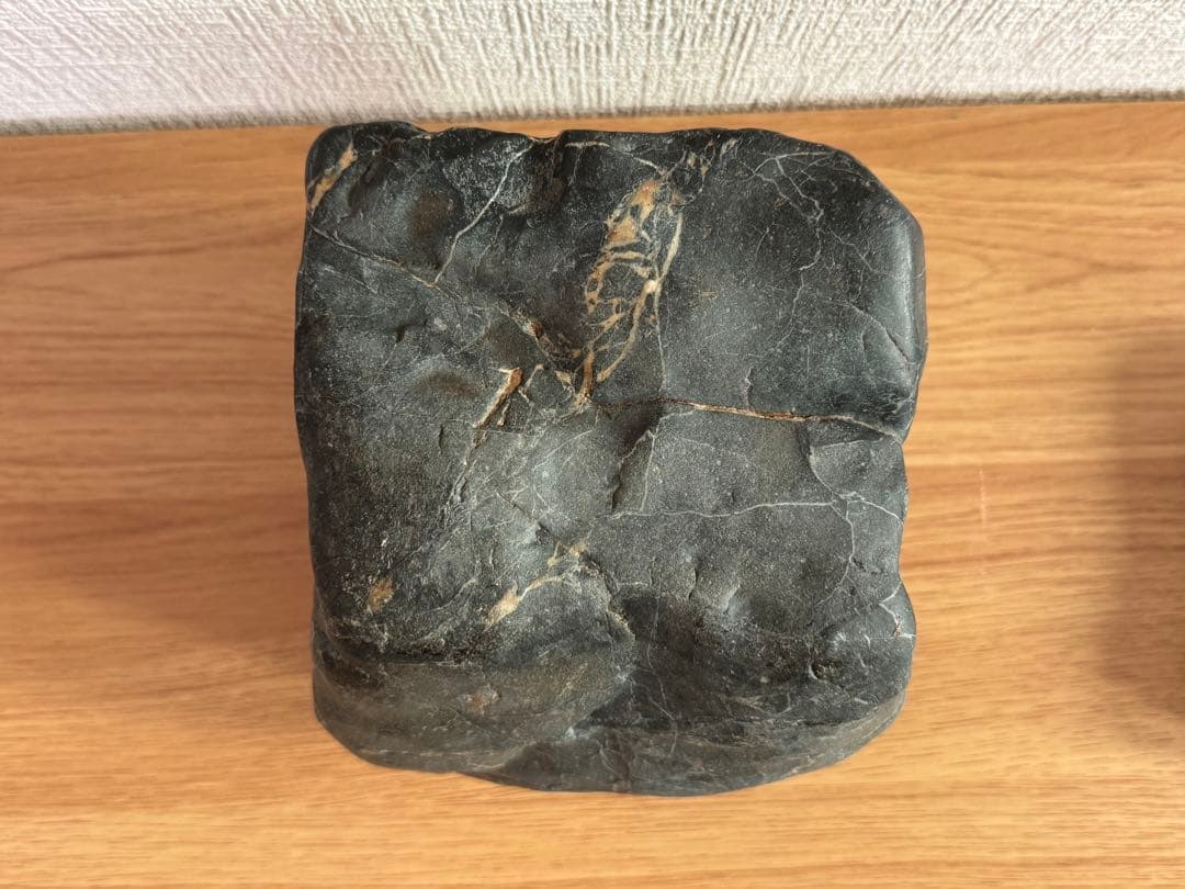 Kamuikotan Suiseki Viewing Stone, Hokkaido, Cube Form with Wood Stand