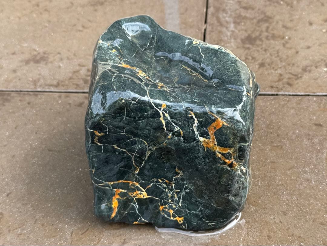 Kamuikotan Suiseki Viewing Stone, Hokkaido, Cube Form with Wood Stand