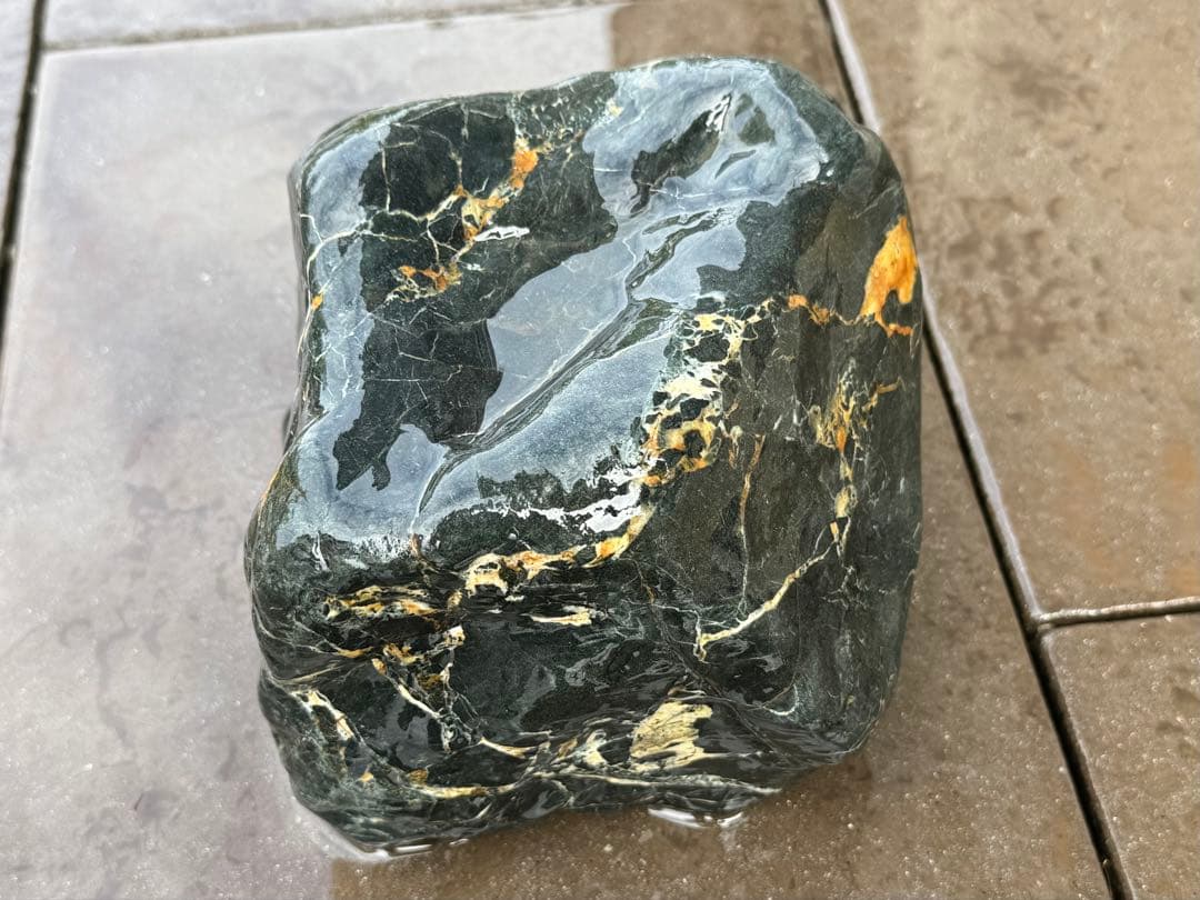 Kamuikotan Suiseki Viewing Stone, Hokkaido, Cube Form with Wood Stand