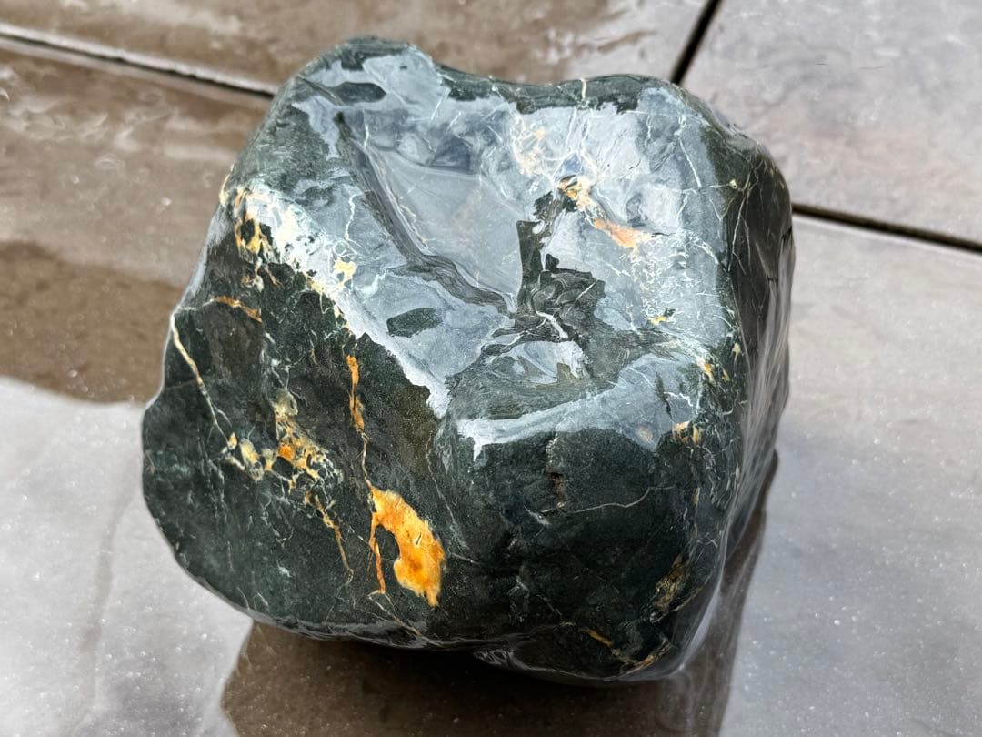 Kamuikotan Suiseki Viewing Stone, Hokkaido, Cube Form with Wood Stand