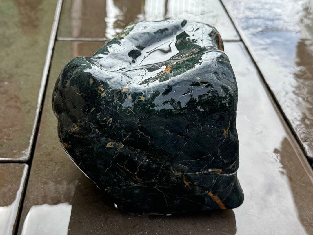 Kamuikotan Suiseki Viewing Stone, Hokkaido, Cube Form with Wood Stand
