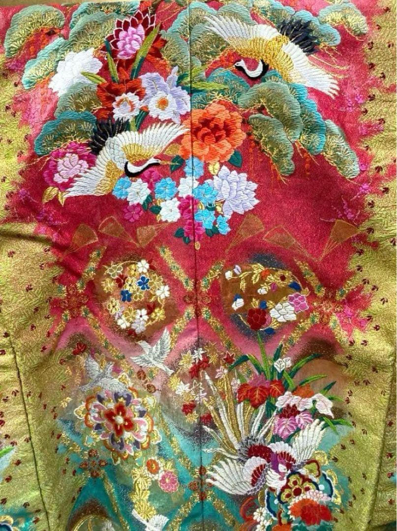 Iro-Uchikake Japanese Bridal Kimono Pure Silk Floral Phoenix Embroidery