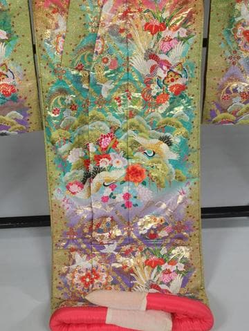 Iro-Uchikake Japanese Bridal Kimono Pure Silk Floral Phoenix Embroidery