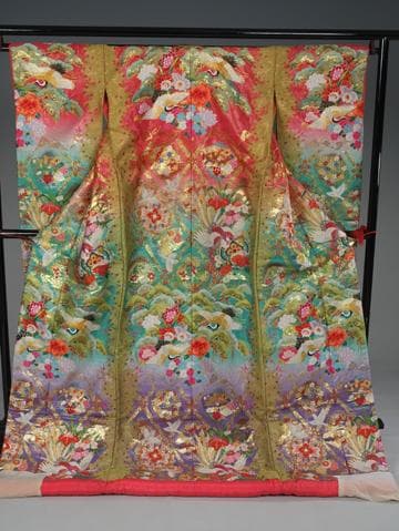 Iro-Uchikake Japanese Bridal Kimono Pure Silk Floral Phoenix Embroidery