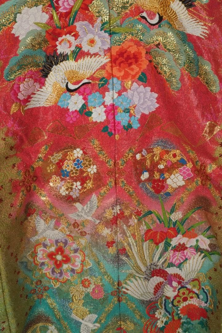 Iro-Uchikake Japanese Bridal Kimono Pure Silk Floral Phoenix Embroidery