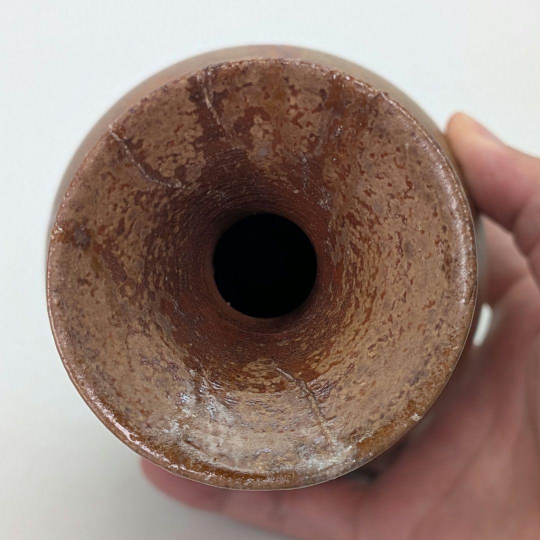 Bizen Ware Inbe Crane-Neck Flower Vase by Isezaki Mitsuru, Sealed with Matching Box