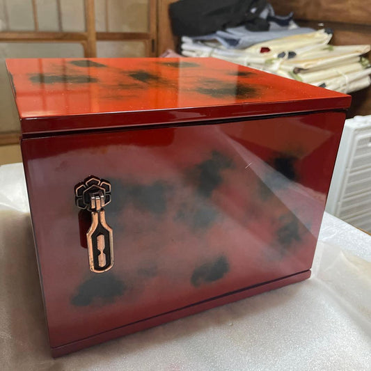 Negoro Lacquer Small Chest of Drawers with Paulownia Interior, Boxed
