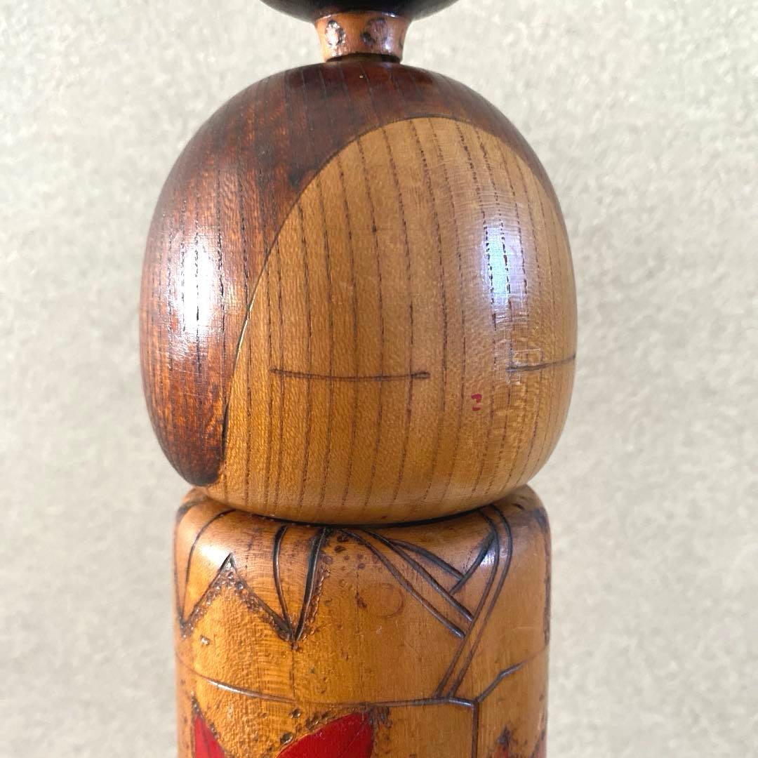 Large 43 cm Creative Kokeshi Doll by Toa Sekiguchi, Maple Kimono Design