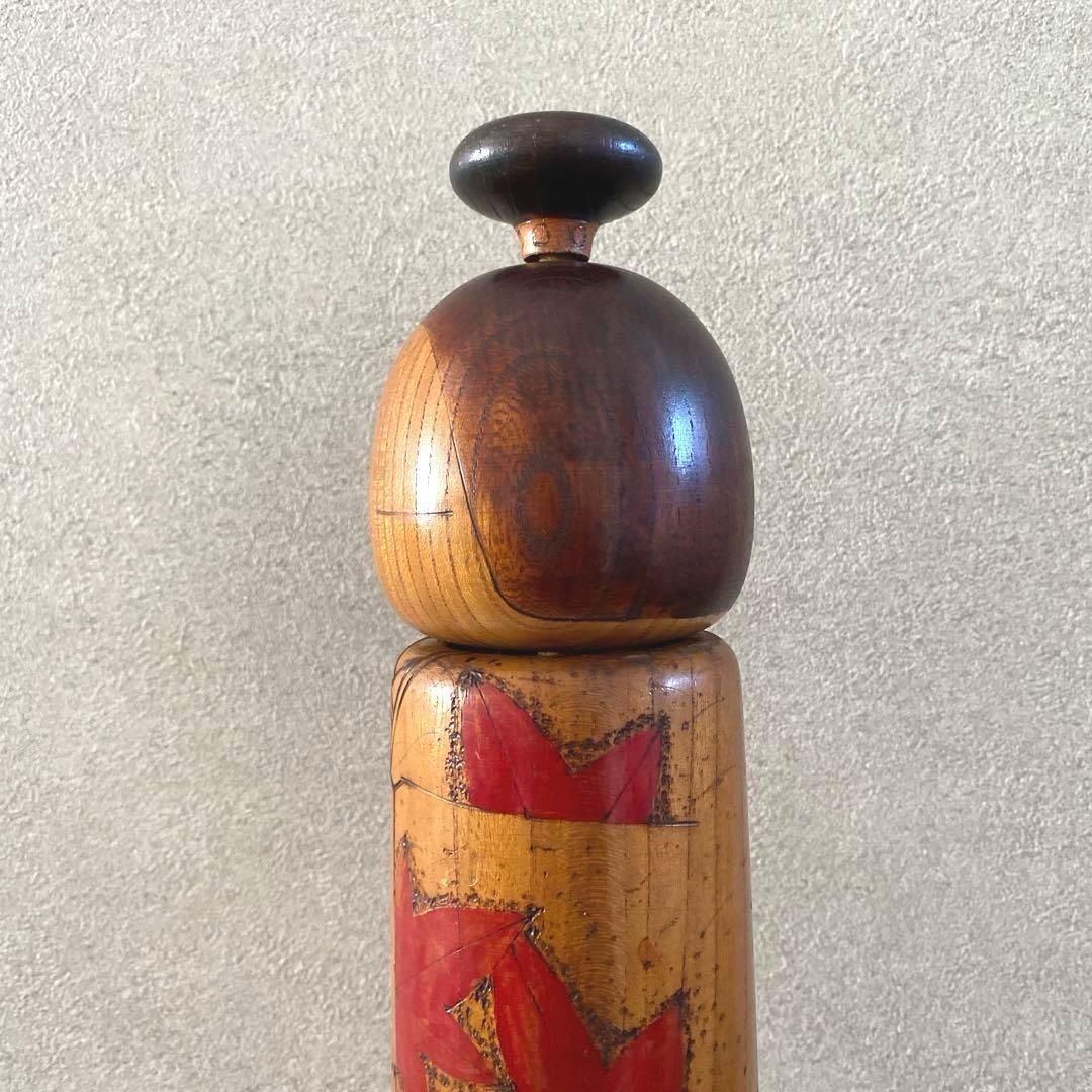 Large 43 cm Creative Kokeshi Doll by Toa Sekiguchi, Maple Kimono Design