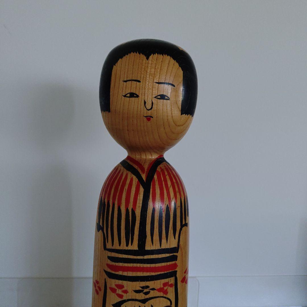 Ogura Kyutaro Kijiyama Traditional Kokeshi Wooden Doll Hand-Painted Floral 32 cm