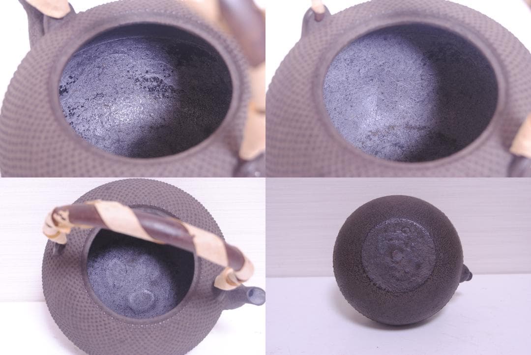 Shoundo Tetsubin Iron Kettle Arare Hailstone Pattern Copper Lid, Body diameter approx. 16 cm, height approx. 21.5 cm