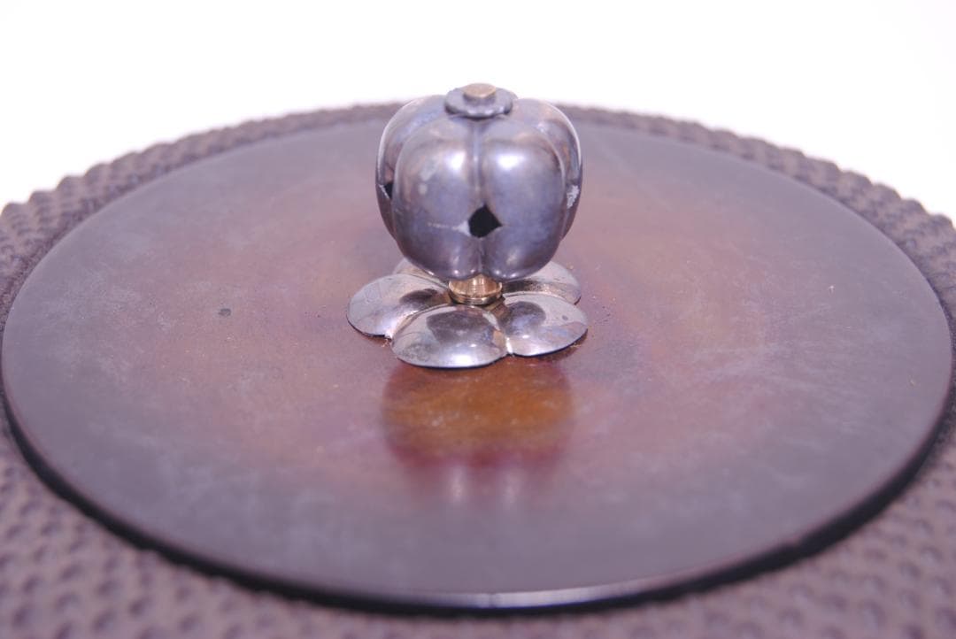 Shoundo Tetsubin Iron Kettle Arare Hailstone Pattern Copper Lid, Body diameter approx. 16 cm, height approx. 21.5 cm