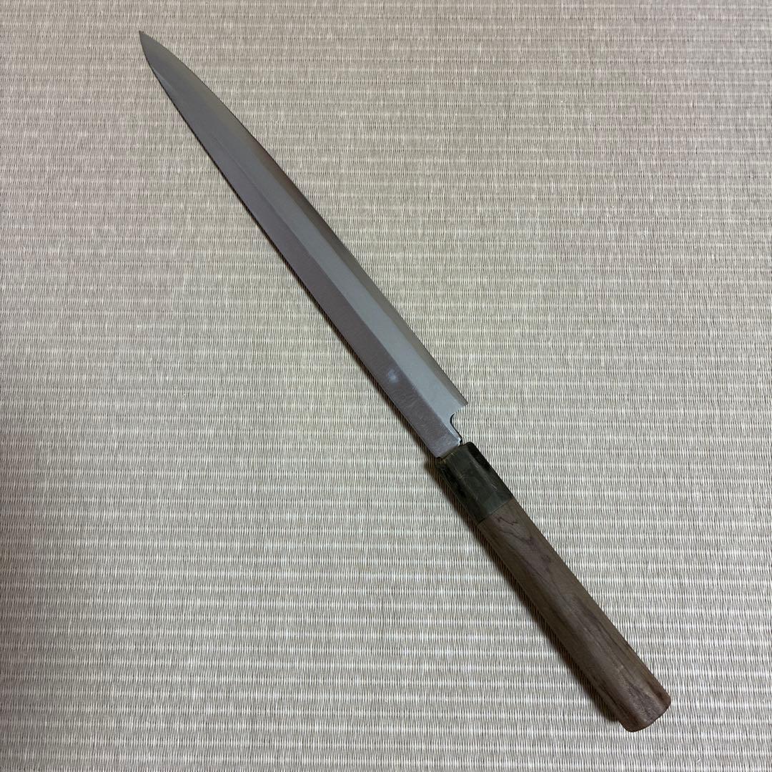 Sakai Ichimonji Tadakuni Yanagiba Knife Ginsan Steel Black Buffalo Octagonal Handle
