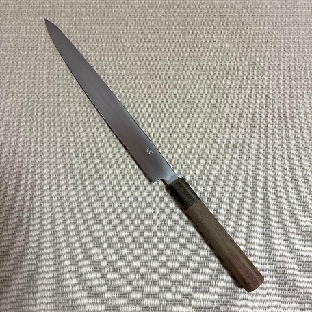 Sakai Ichimonji Tadakuni Yanagiba Knife Ginsan Steel Black Buffalo Octagonal Handle