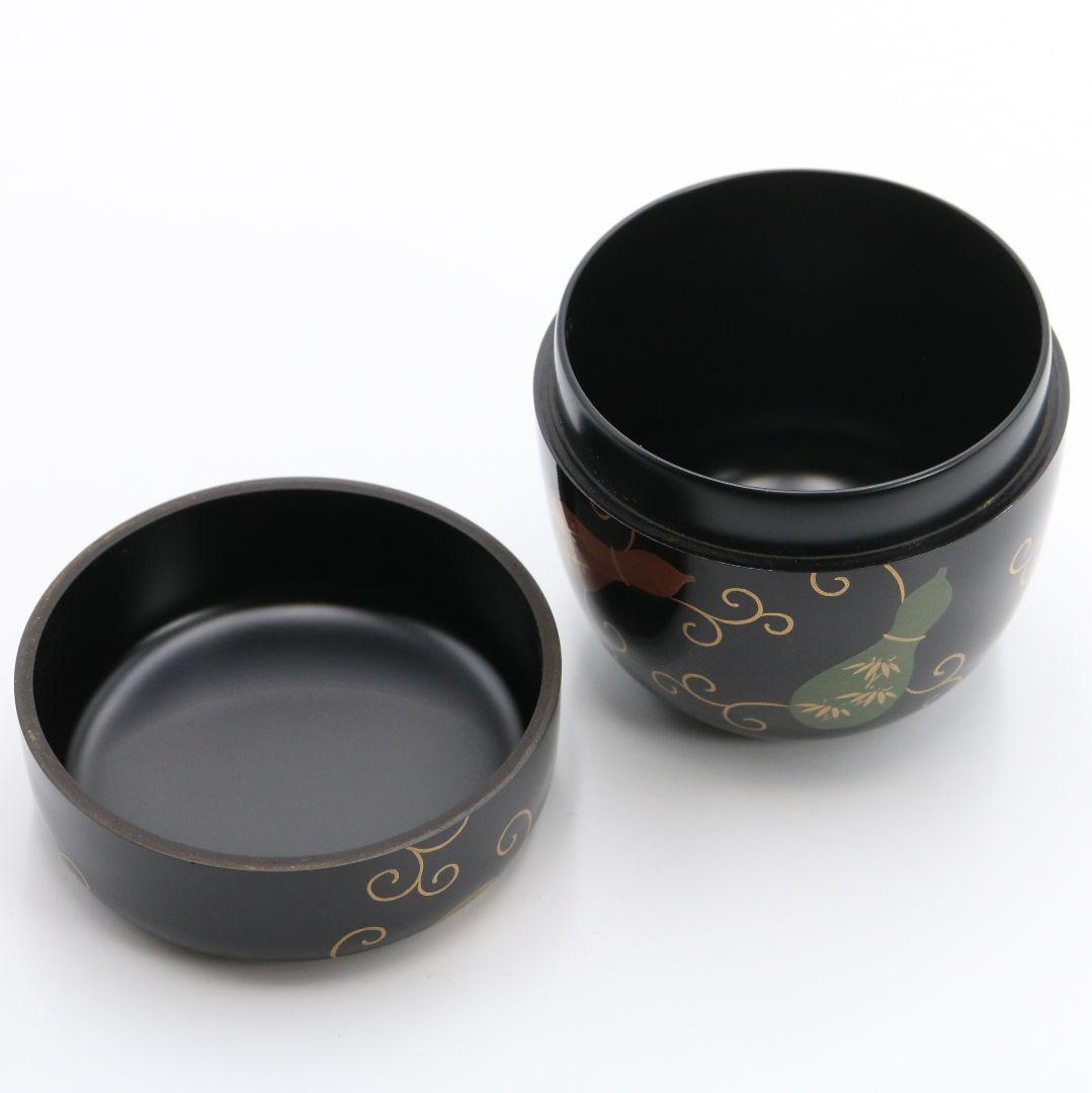 Nakamura Soetsu Chu-natsume Black Lacquer Gourd Karakusa Maki-e Tea Caddy