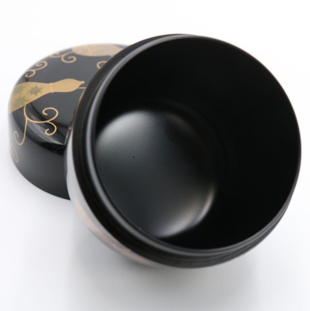 Nakamura Soetsu Chu-natsume Black Lacquer Gourd Karakusa Maki-e Tea Caddy