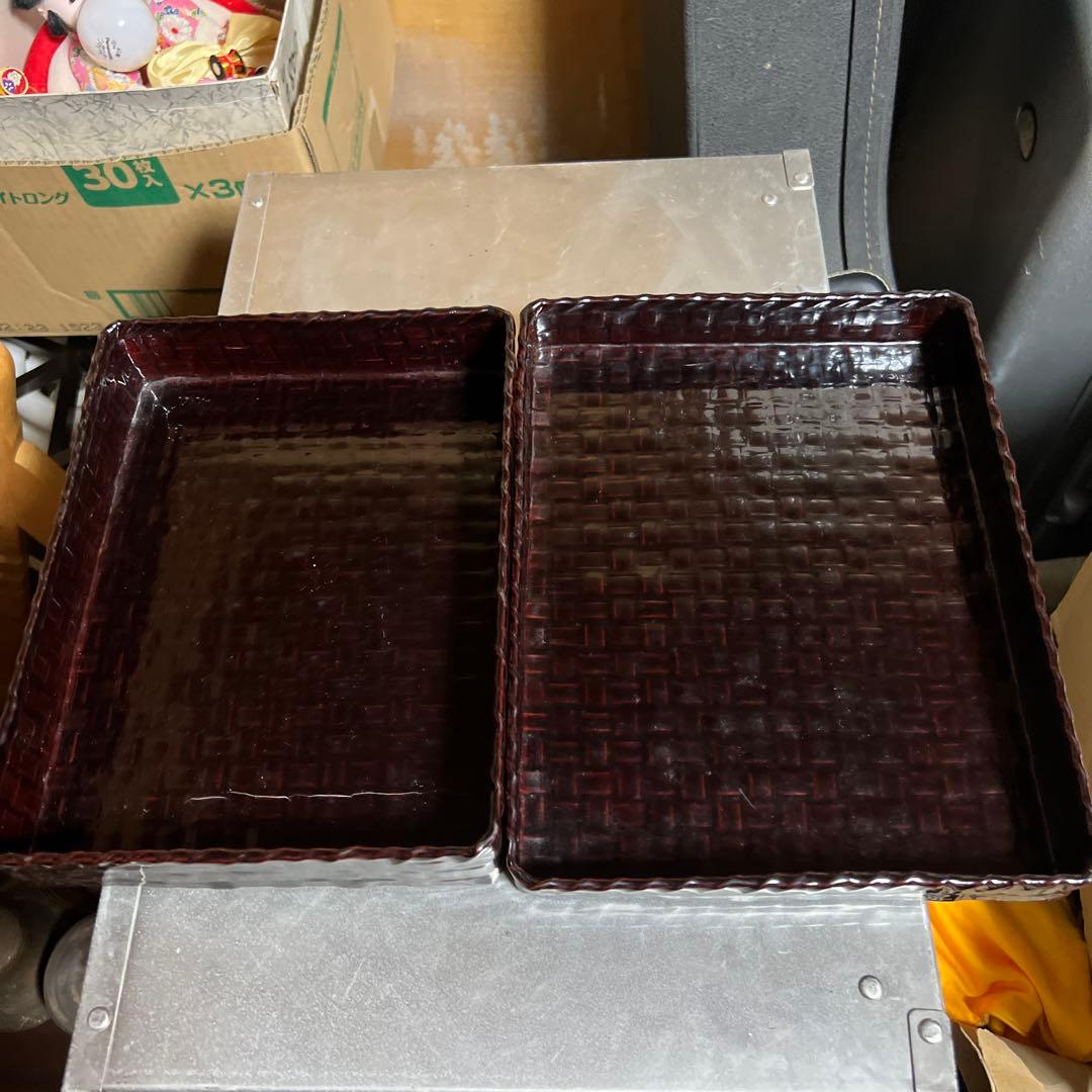 Japanese Lacquer Suzuribako Writing Box, Ajiro Weave with Floral Maki-e
