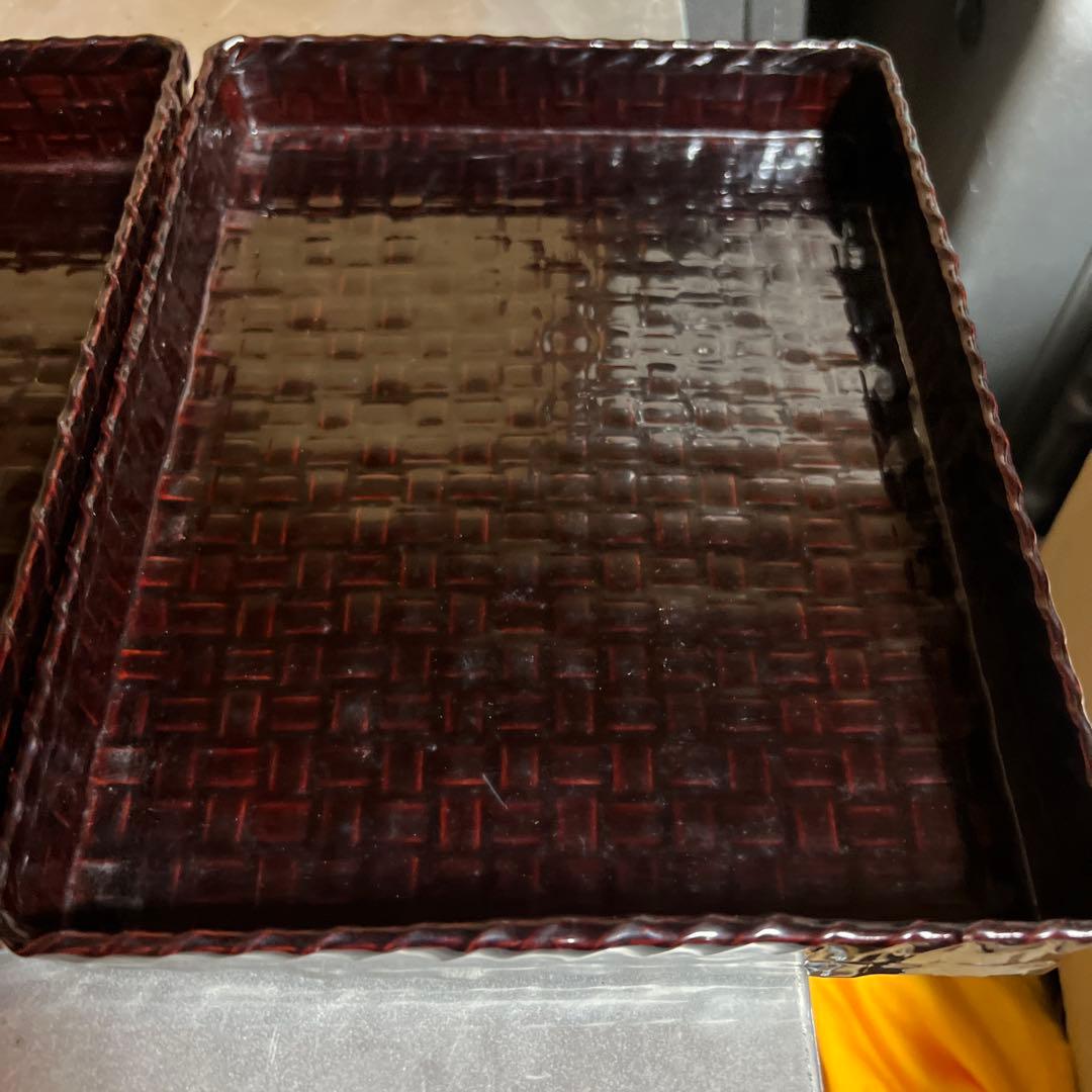 Japanese Lacquer Suzuribako Writing Box, Ajiro Weave with Floral Maki-e