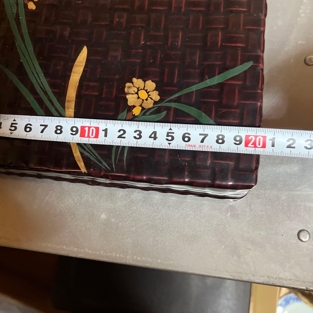 Japanese Lacquer Suzuribako Writing Box, Ajiro Weave with Floral Maki-e