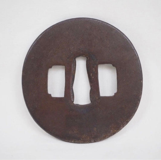 Edo Period Iron Tsuba Japanese Sword Guard Antique Samurai Fitting