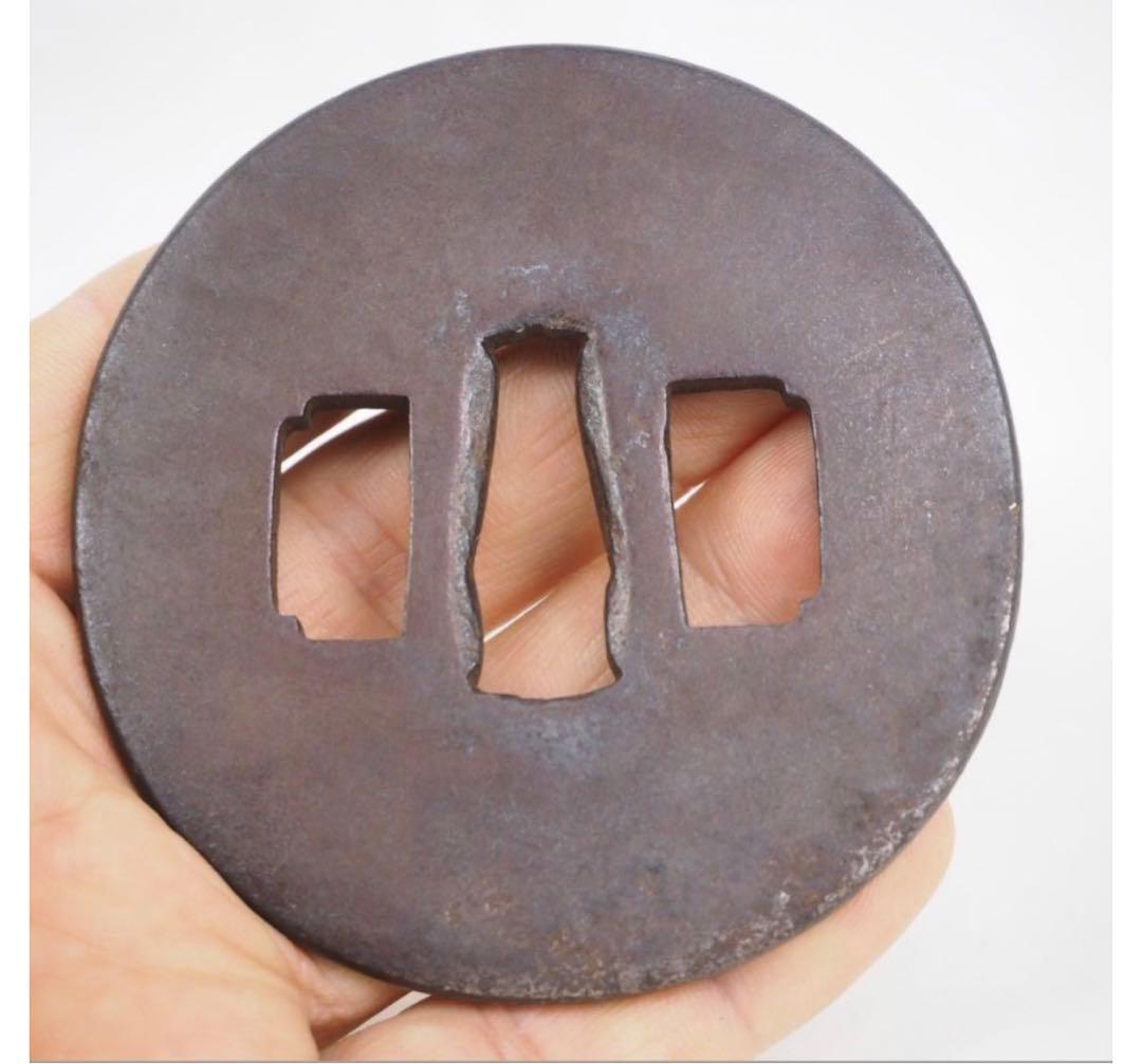 Edo Period Iron Tsuba Japanese Sword Guard Antique Samurai Fitting