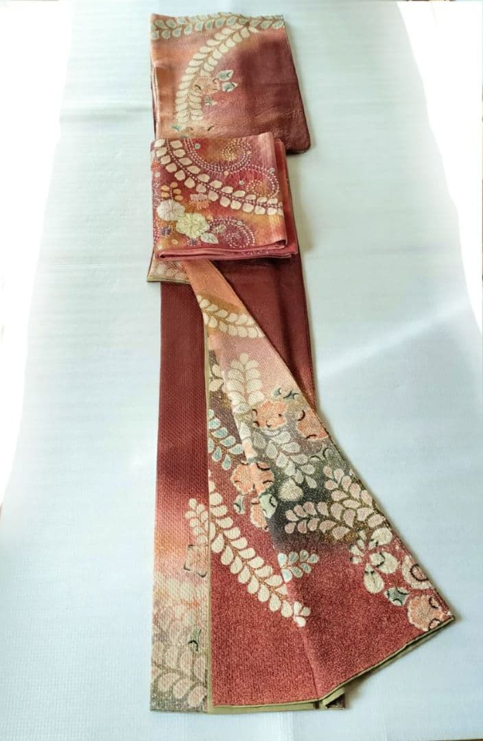 Yamato Houmongi Kimono & Fukuro Obi Set Tsujigahana Shibori Kinsai Silk