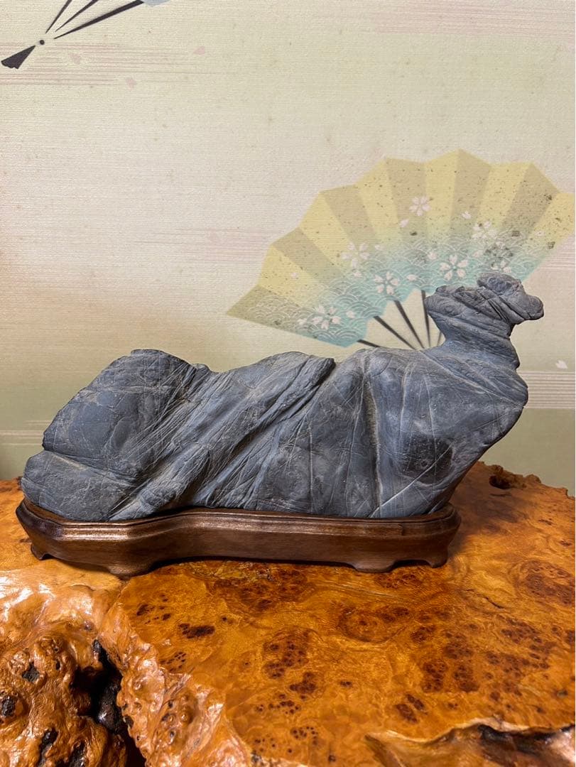Kanayama Suiseki Viewing Stone Resembling a Camel with Wooden Base