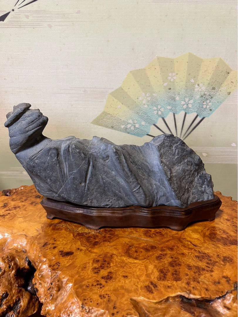 Kanayama Suiseki Viewing Stone Resembling a Camel with Wooden Base