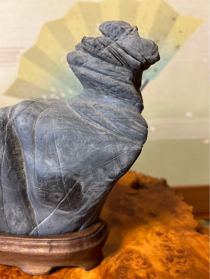Kanayama Suiseki Viewing Stone Resembling a Camel with Wooden Base