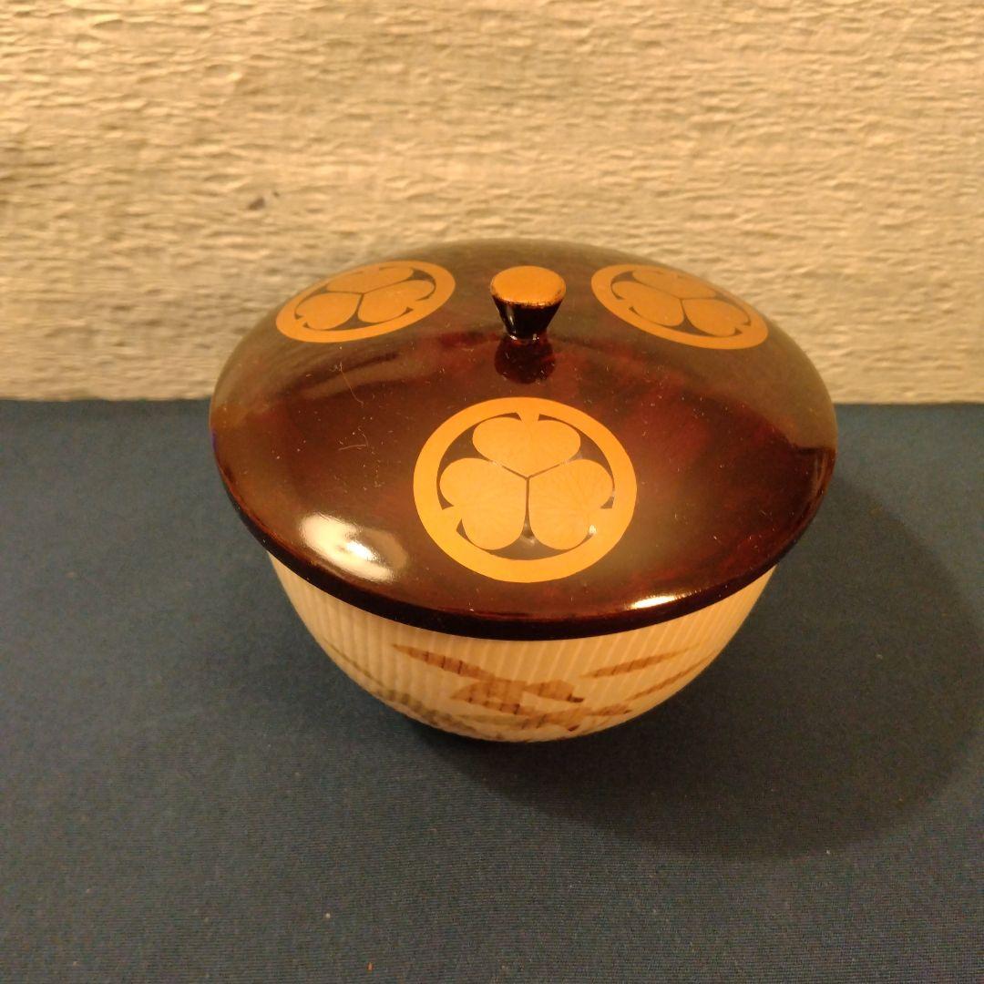 Tottori Ikeda Clan Lidded Yunomi Tea Cup Aoi Crest Maki-e Japanese Lacquer