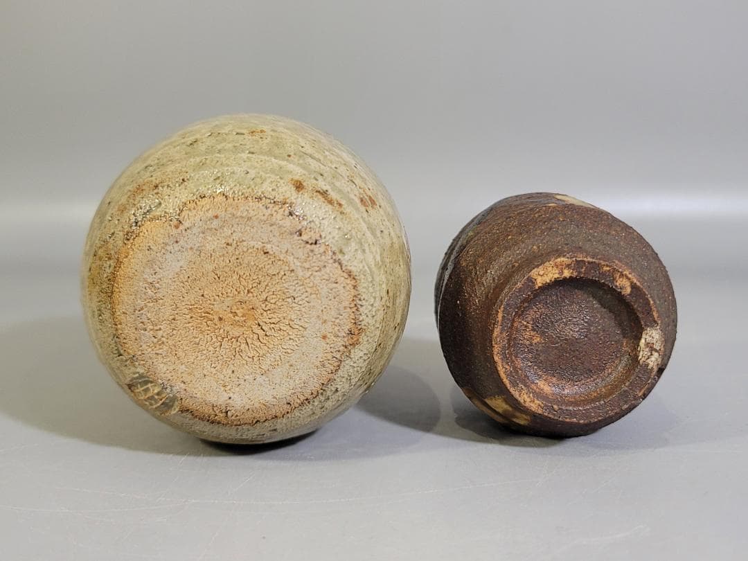 Tamura Koichi Tetsue Sake Set of Two, Tokkuri Flask and Guinomi Cup, Living National Treasure