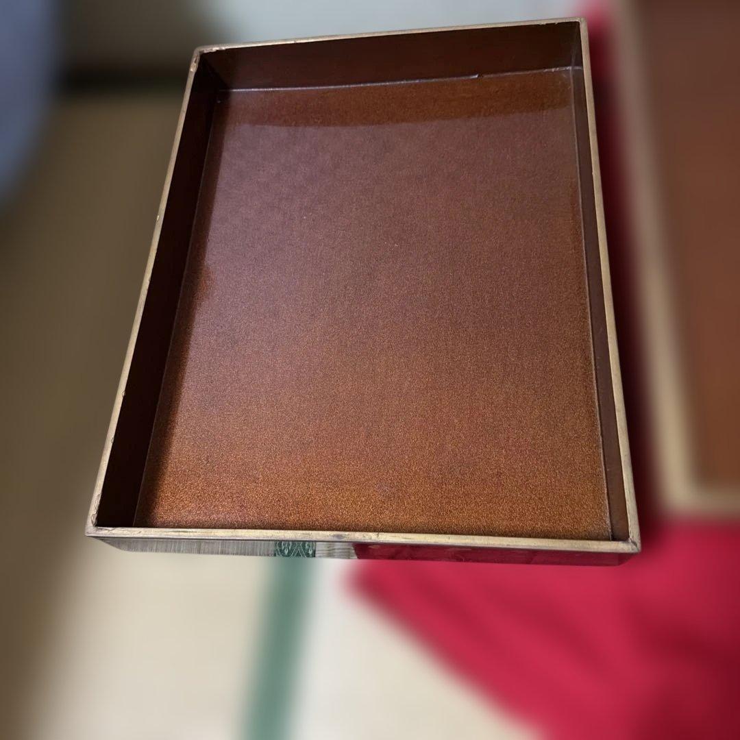 Japanese Writing Box Fumibako Two-Tier Maki-e Lacquer Gold Karakusa Design